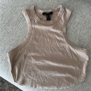 Forever 21 Beige Ribbed Crop Tank Top